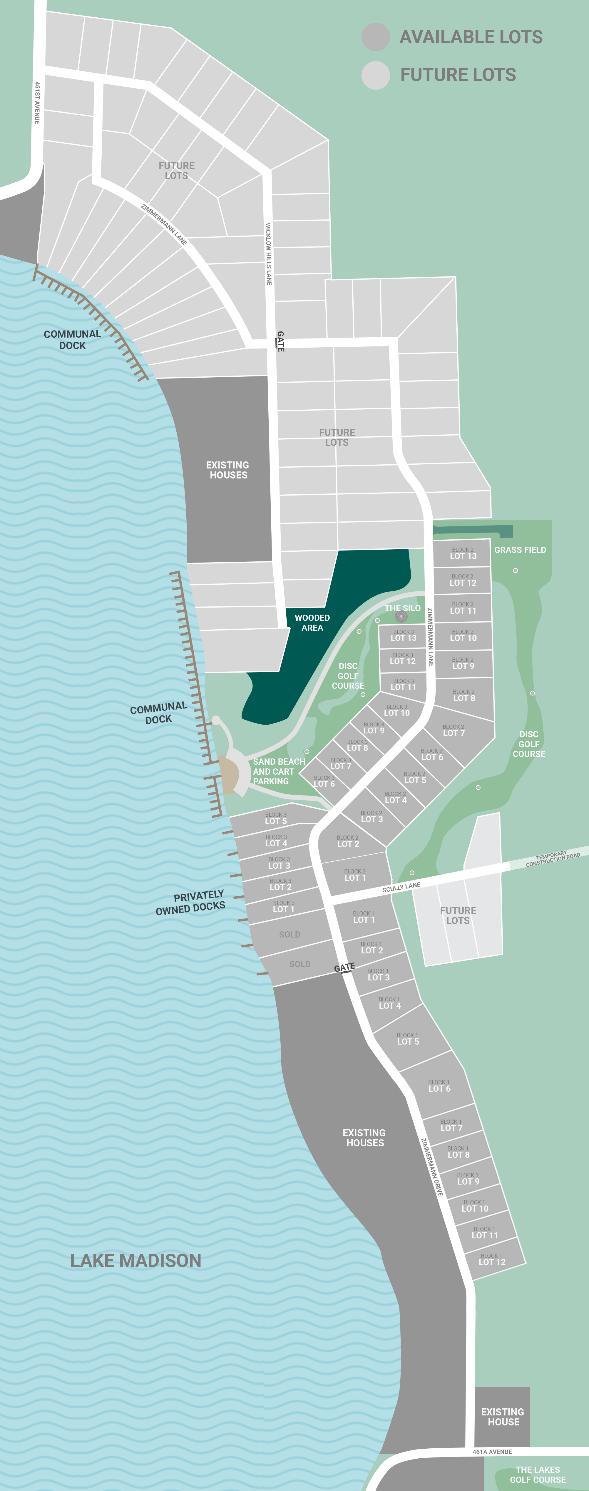 Lake Lots For Sale in Madison, SD - Zimmermann Landing neighborhood development map